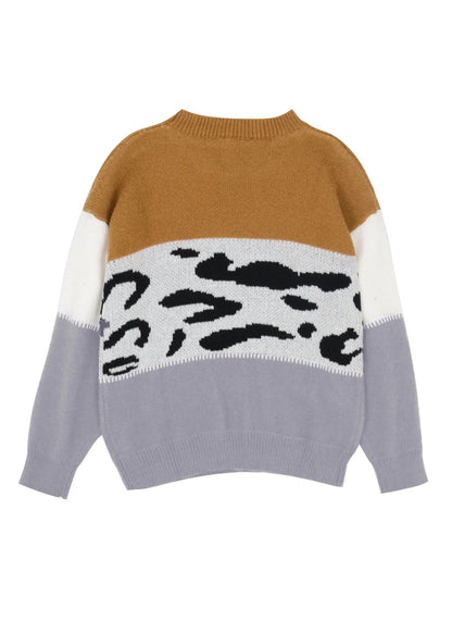 Color Block Animal Print Sweater