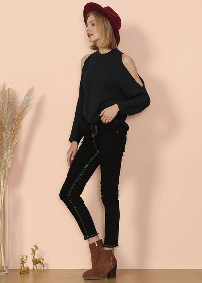 Cold Shoulder Cable Knit Sweater Anna-Kaci Wholesale