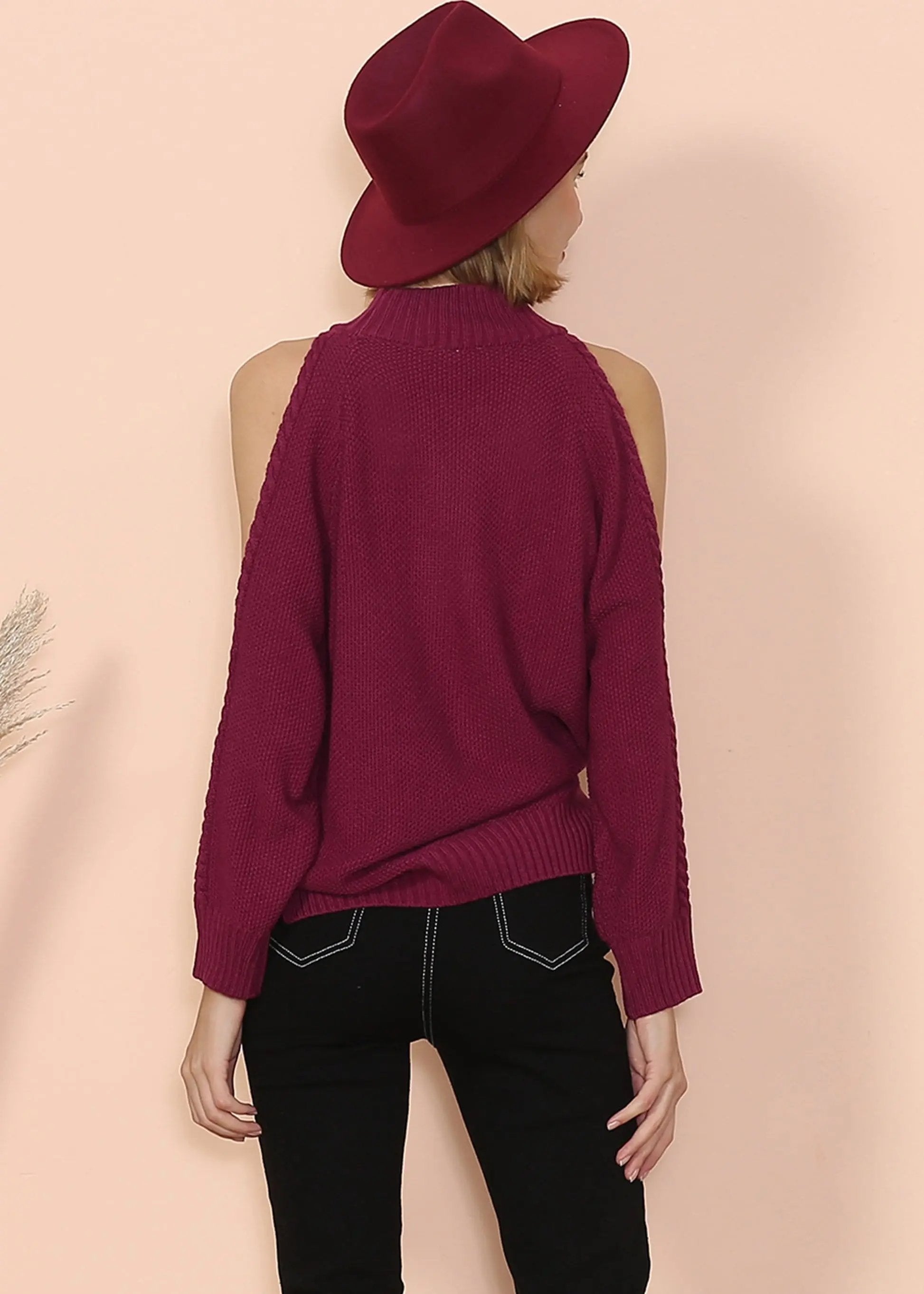 Cold Shoulder Cable Knit Sweater Anna-Kaci Wholesale