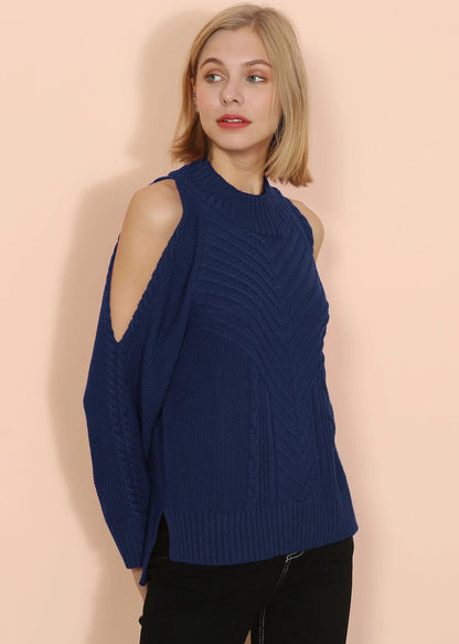 Cold Shoulder Cable Knit Sweater Anna-Kaci Wholesale