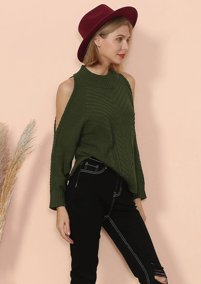 Cold Shoulder Cable Knit Sweater Anna-Kaci Wholesale