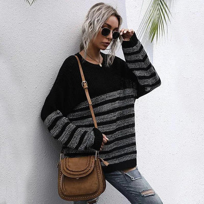 Round Neck Striped Light Sweater Anna-Kaci Wholesale