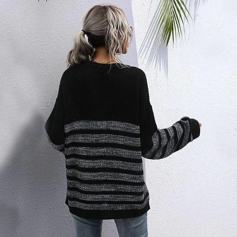 Round Neck Striped Light Sweater Anna-Kaci Wholesale