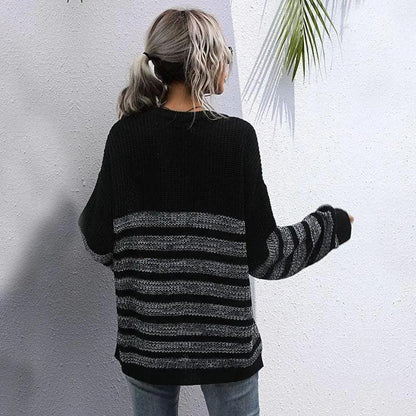 Round Neck Striped Light Sweater Anna-Kaci Wholesale