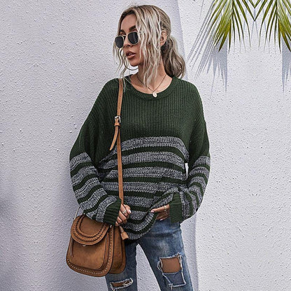 Round Neck Striped Light Sweater Anna-Kaci Wholesale