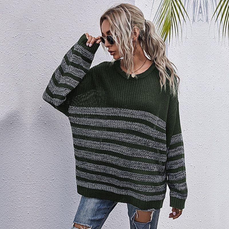 Round Neck Striped Light Sweater Anna-Kaci Wholesale