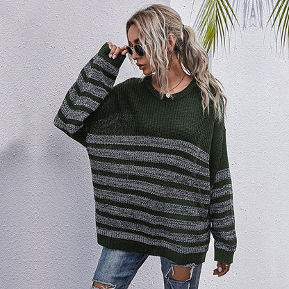 Round Neck Striped Light Sweater Anna-Kaci Wholesale