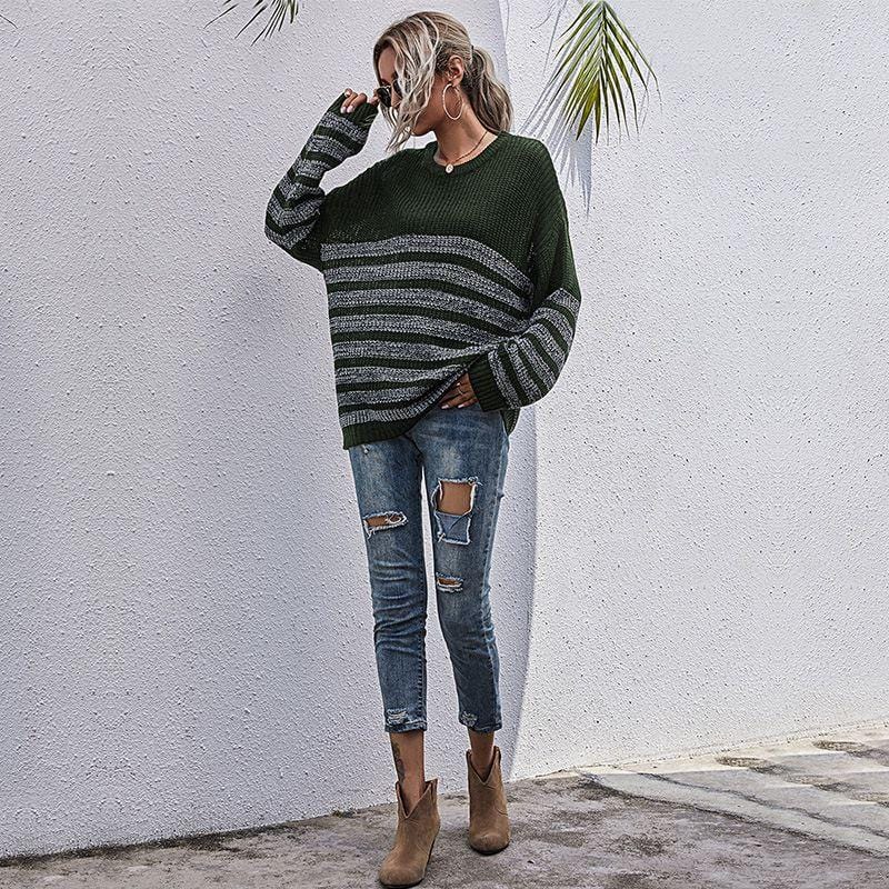 Round Neck Striped Light Sweater Anna-Kaci Wholesale