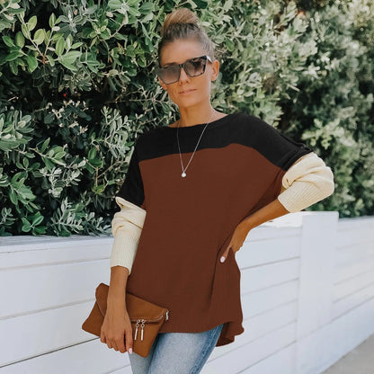 Triple Tone Long Knit Sweater Anna-Kaci Wholesale