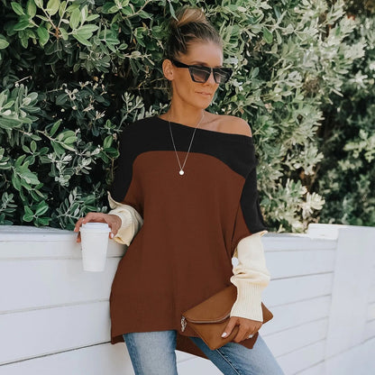 Triple Tone Long Knit Sweater Anna-Kaci Wholesale