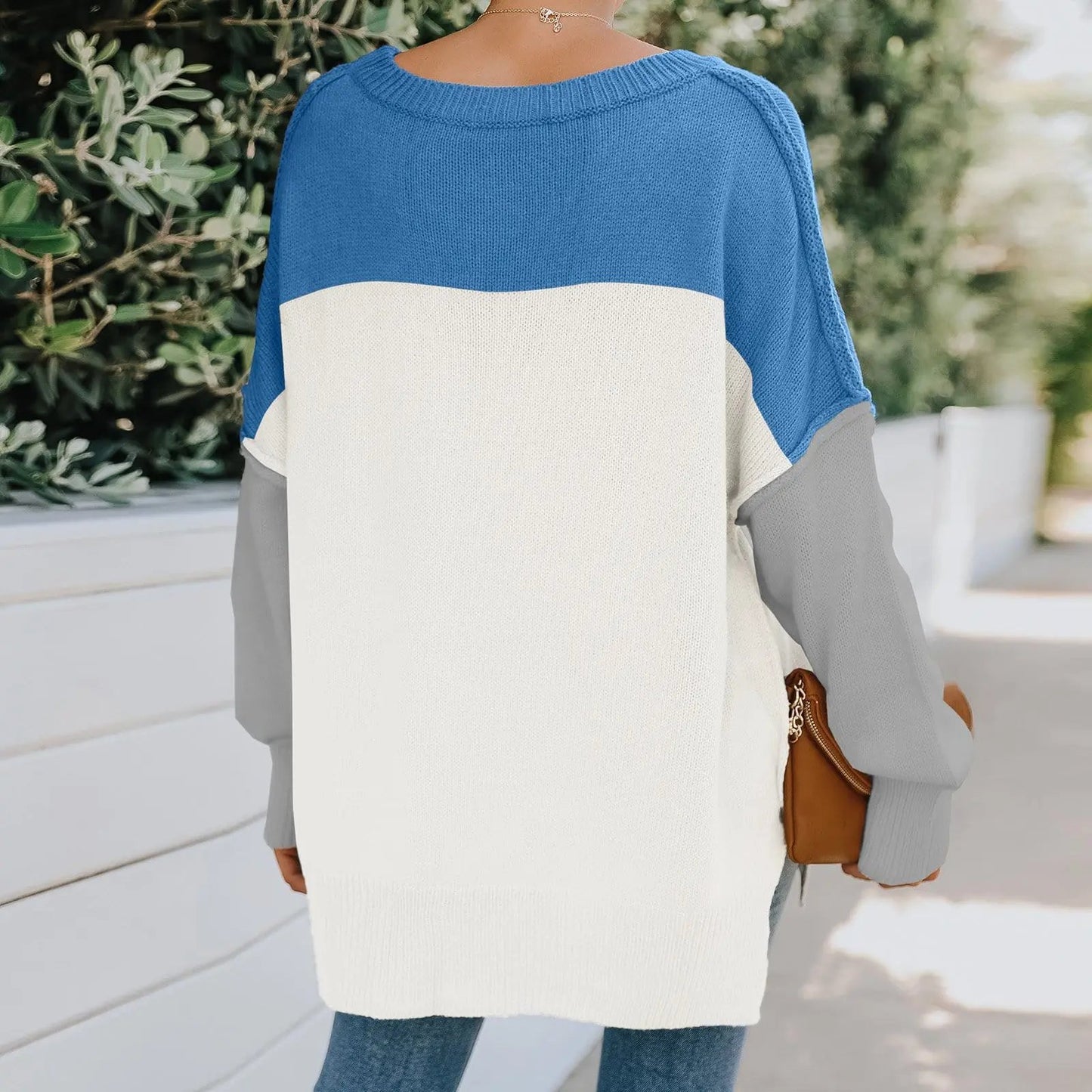 Triple Tone Long Knit Sweater Anna-Kaci Wholesale
