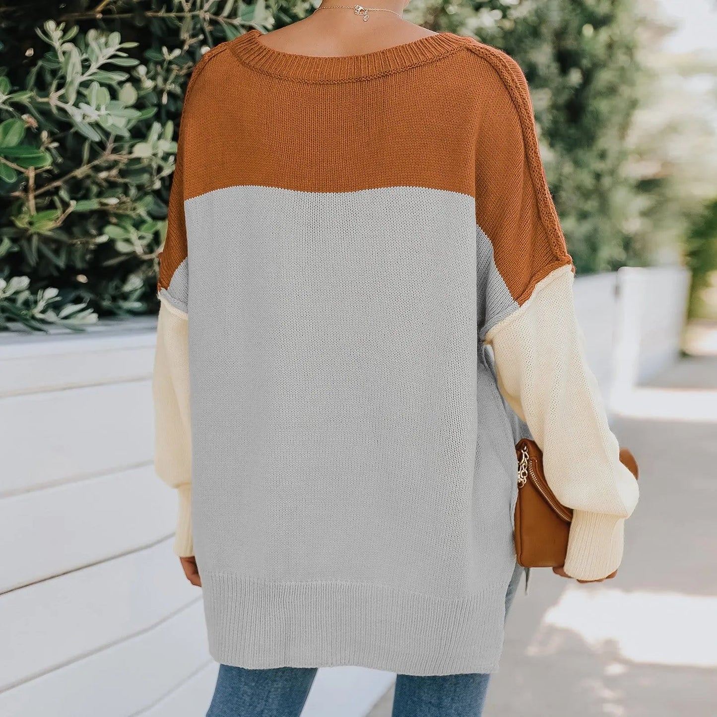 Triple Tone Long Knit Sweater Anna-Kaci Wholesale