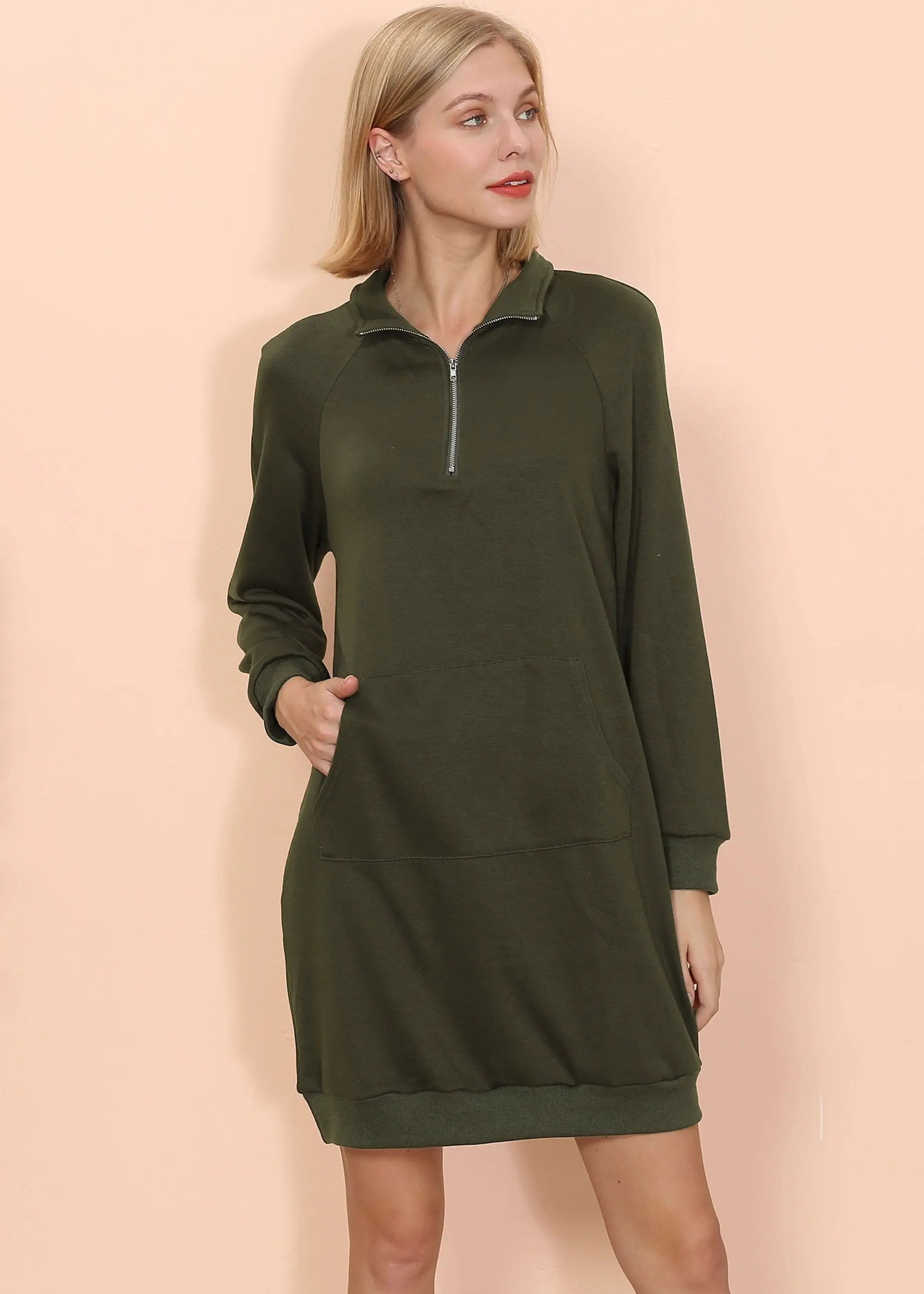 Solid Kangaroo Pocket Sweater Dress Anna-Kaci Wholesale