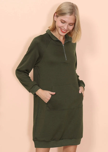 Solid Kangaroo Pocket Sweater Dress Anna-Kaci Wholesale