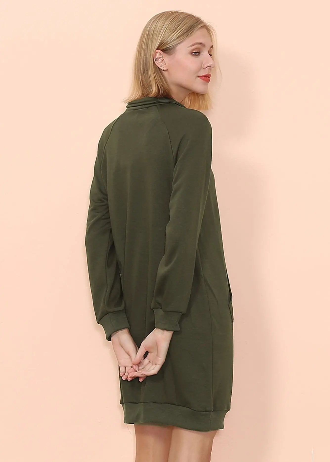 Solid Kangaroo Pocket Sweater Dress Anna-Kaci Wholesale