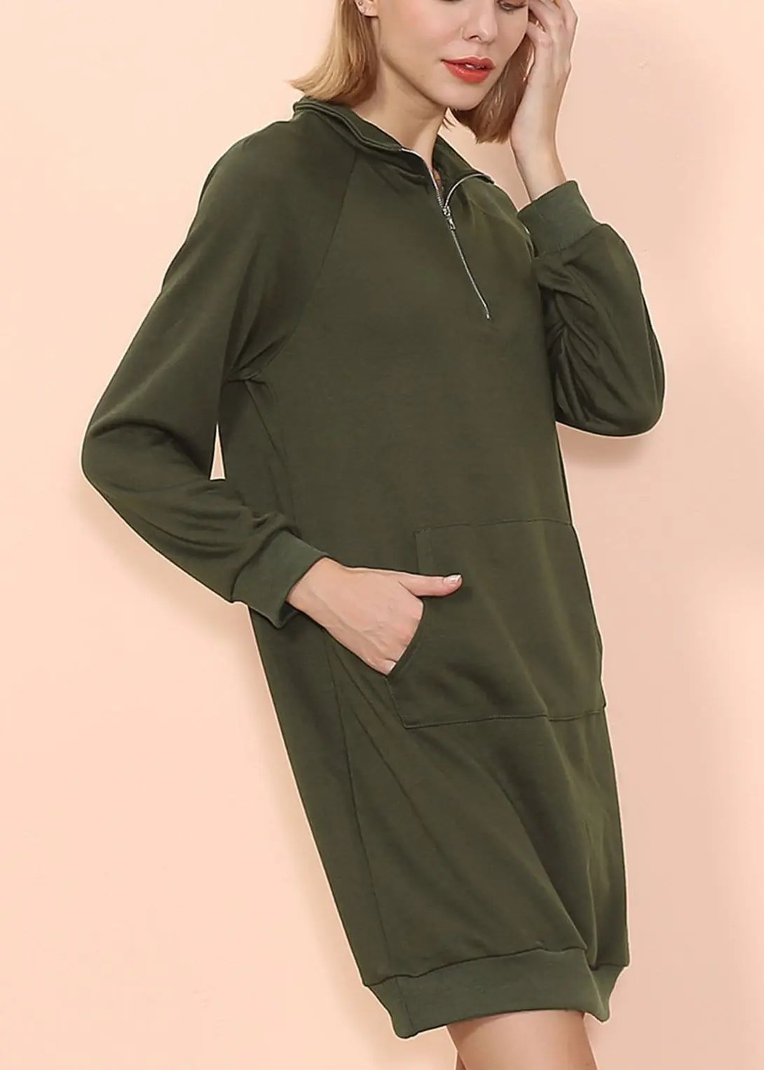 Solid Kangaroo Pocket Sweater Dress Anna-Kaci Wholesale