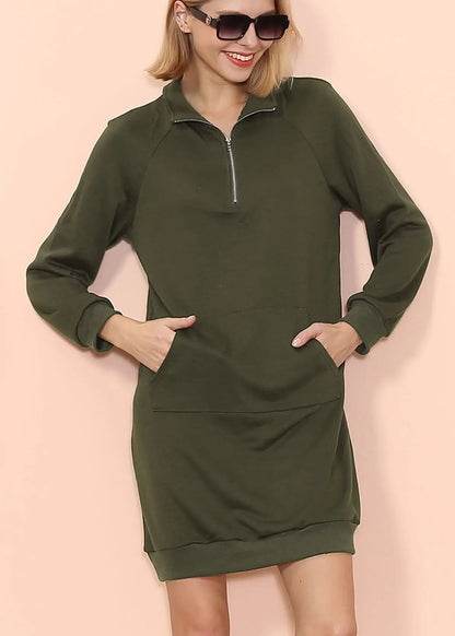 Solid Kangaroo Pocket Sweater Dress Anna-Kaci Wholesale