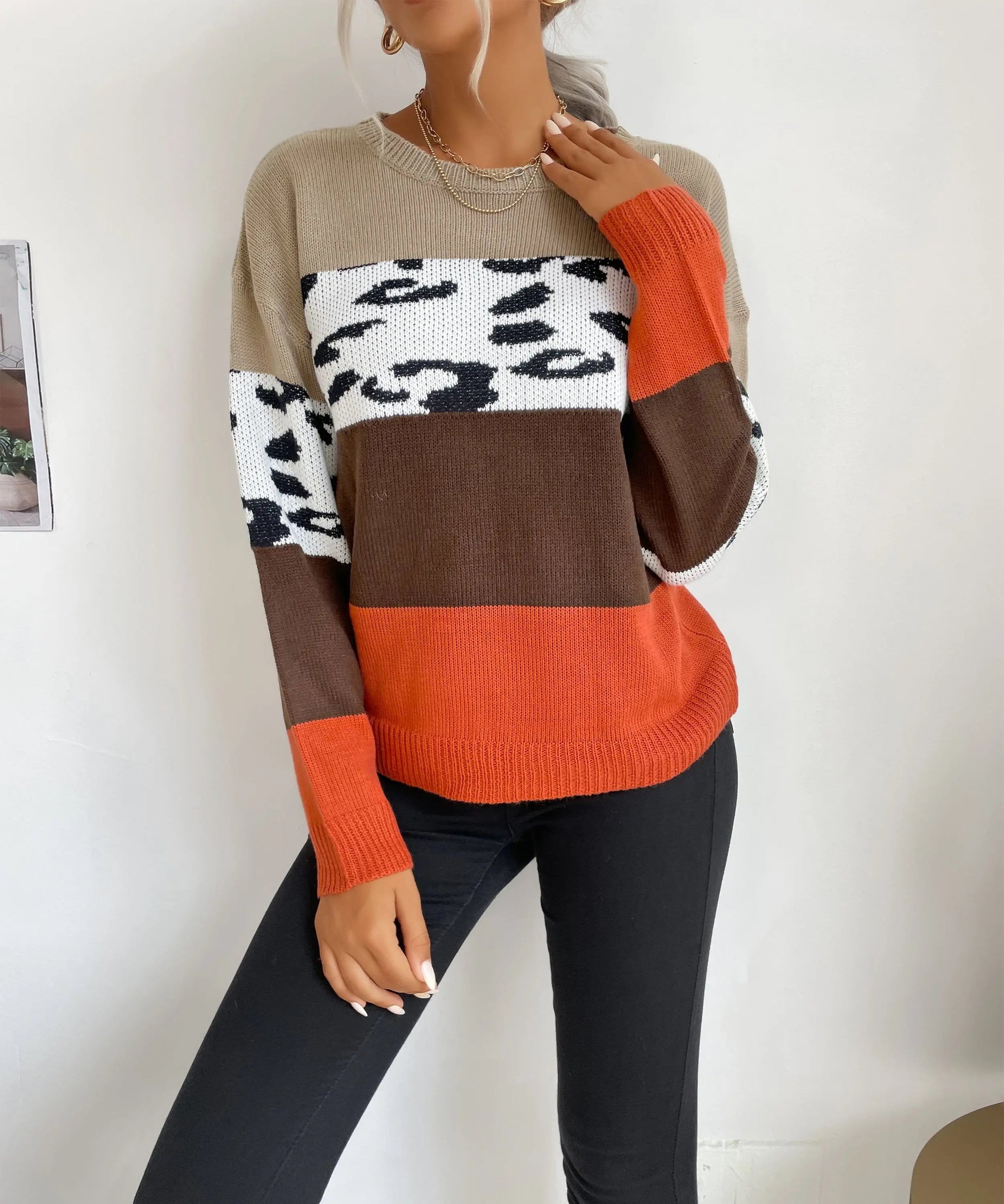 Color Block Fall Sweater Anna-Kaci Wholesale