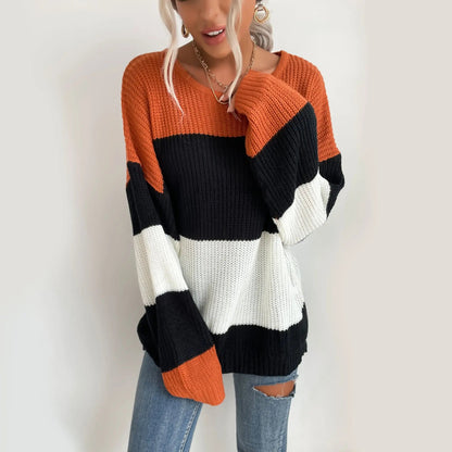 Chunky Color Block Oversized Sweater Anna-Kaci Wholesale
