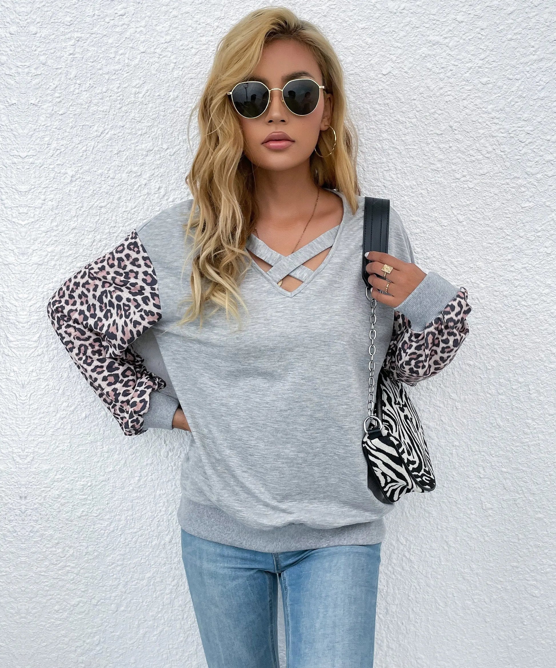 V Neck Criss Cross Sweater Anna-Kaci Wholesale