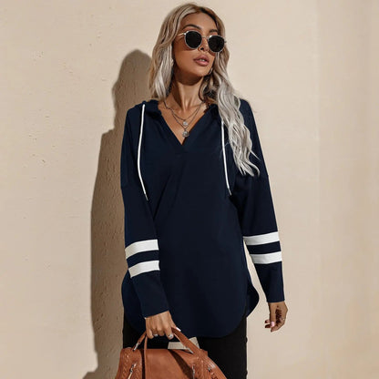 V Neck Sporty Hoodie Sweater Anna-Kaci Wholesale