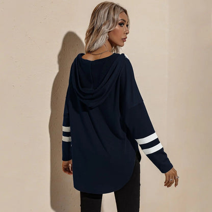 V Neck Sporty Hoodie Sweater Anna-Kaci Wholesale