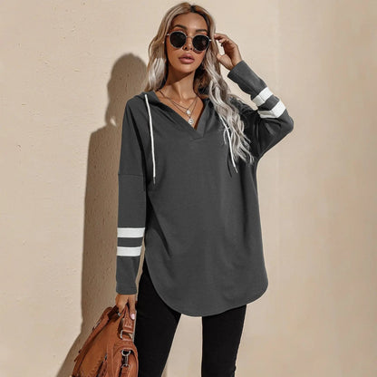 V Neck Sporty Hoodie Sweater Anna-Kaci Wholesale