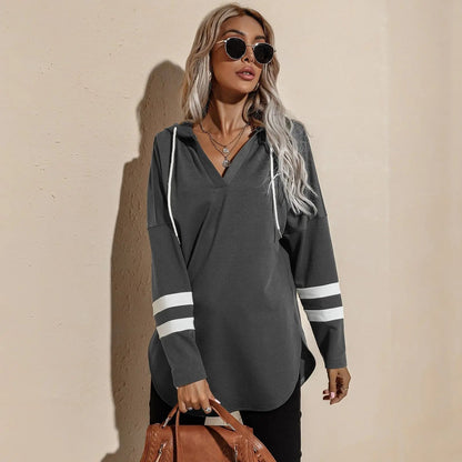 V Neck Sporty Hoodie Sweater Anna-Kaci Wholesale