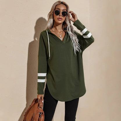 V Neck Sporty Hoodie Sweater Anna-Kaci Wholesale