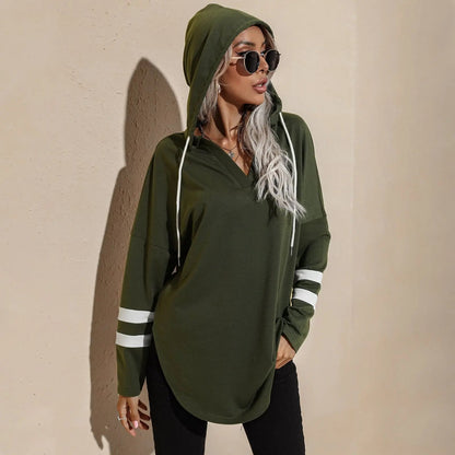 V Neck Sporty Hoodie Sweater Anna-Kaci Wholesale