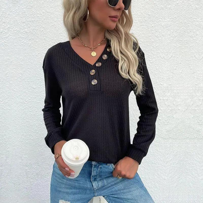 Contrast Half Button Front Sweater
