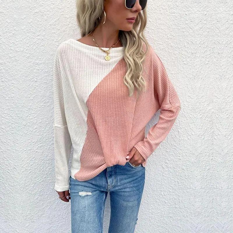 Two Tone Ribbed Knit Sweater Anna-Kaci Wholesale