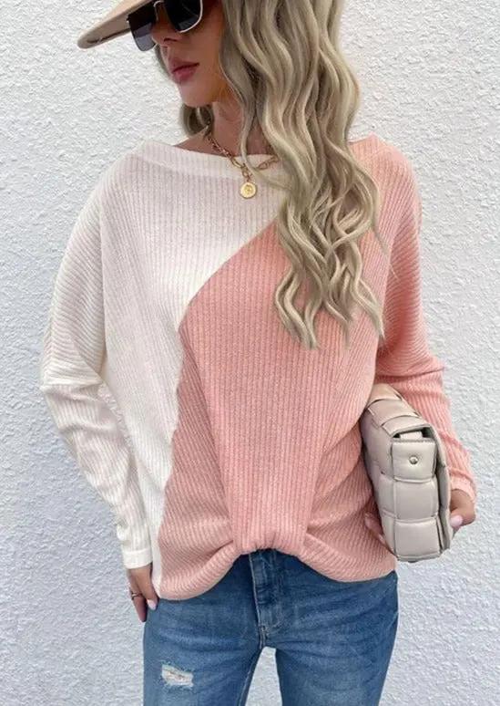 Two Tone Ribbed Knit Sweater Anna-Kaci Wholesale