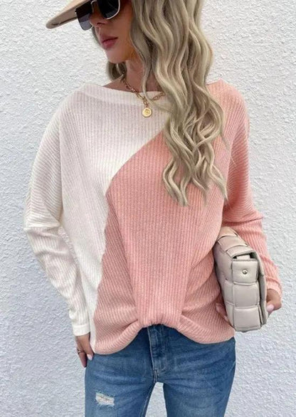 Two Tone Ribbed Knit Sweater Anna-Kaci Wholesale