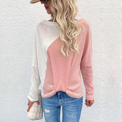 Two Tone Ribbed Knit Sweater Anna-Kaci Wholesale