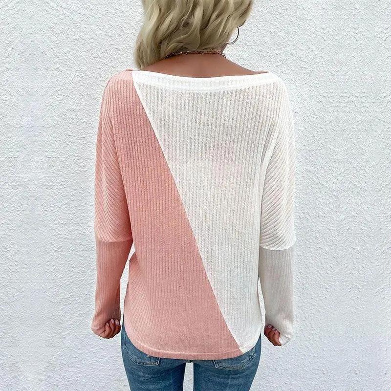 Two Tone Ribbed Knit Sweater Anna-Kaci Wholesale