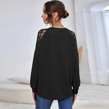 Lace Detail Raglan Sleeve Sweater Anna-Kaci Wholesale