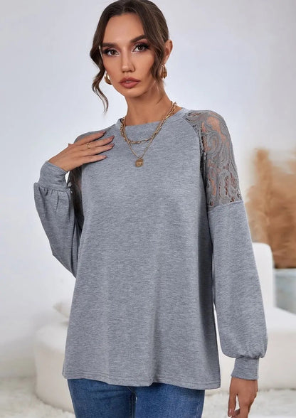 Lace Detail Raglan Sleeve Sweater Anna-Kaci Wholesale