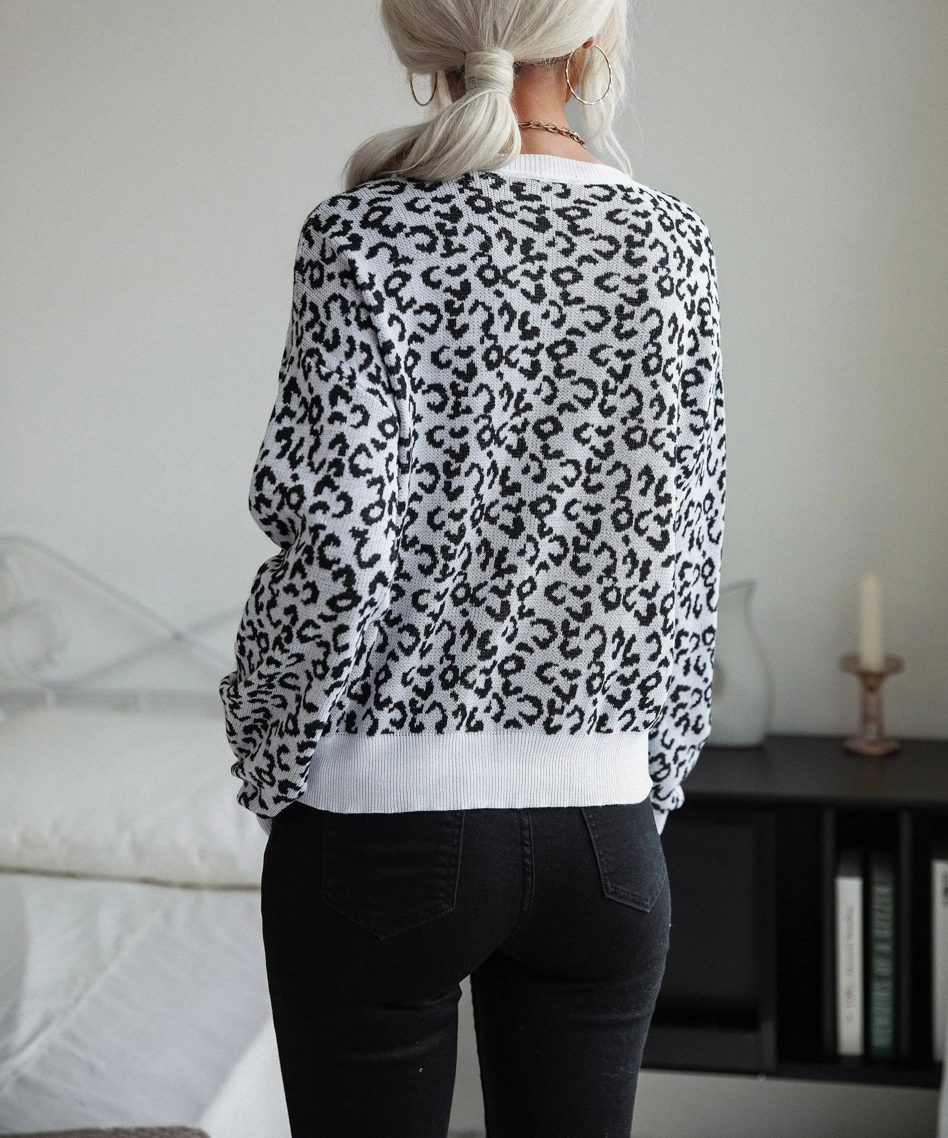 Leopard Print Contrast Trim Sweater Anna-Kaci Wholesale