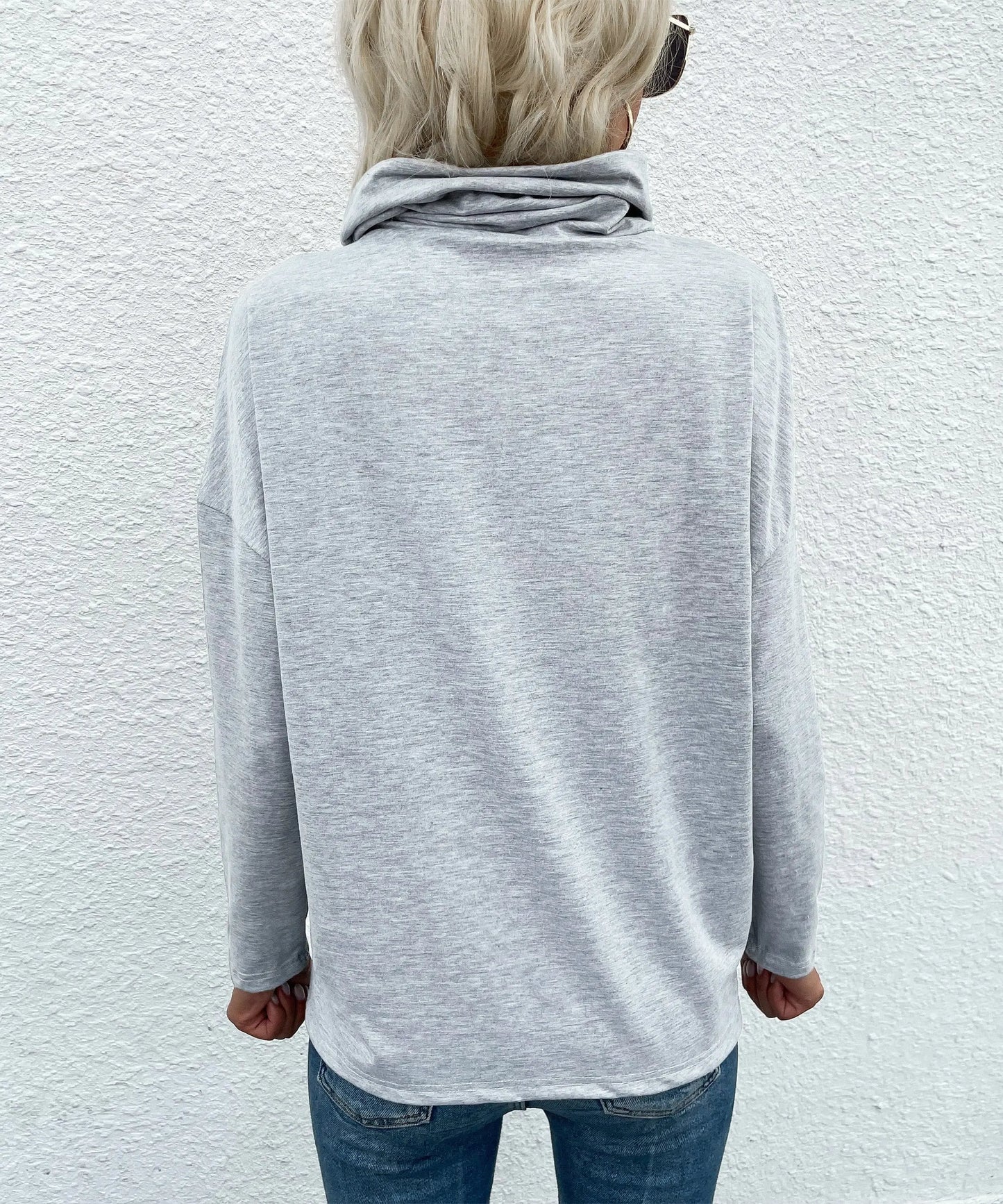 Cowl Turtleneck Color Block Sweater Anna-Kaci Wholesale