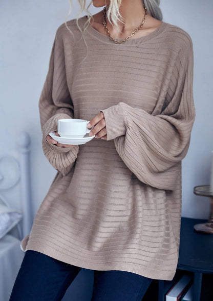 Striped Knit Loose Fit Sweater Anna-Kaci Wholesale
