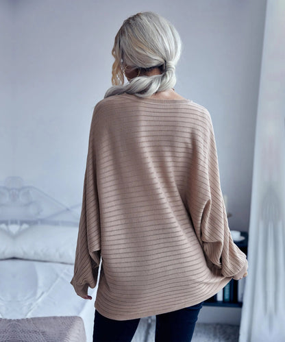 Striped Knit Loose Fit Sweater Anna-Kaci Wholesale