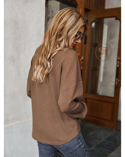 Contrast Button Shoulder Detail Sweater Anna-Kaci Wholesale