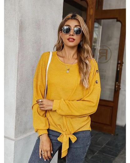 Contrast Button Shoulder Detail Sweater Anna-Kaci Wholesale