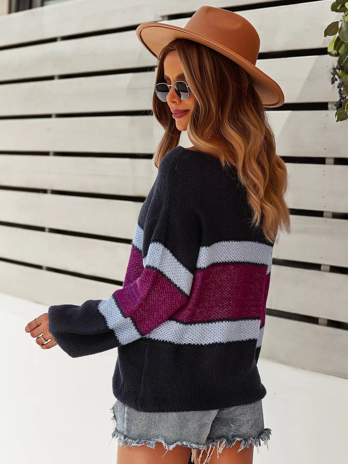 Boat Neck Striped Sweater Anna-Kaci Wholesale