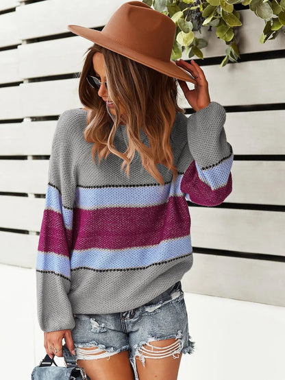 Boat Neck Striped Sweater Anna-Kaci Wholesale