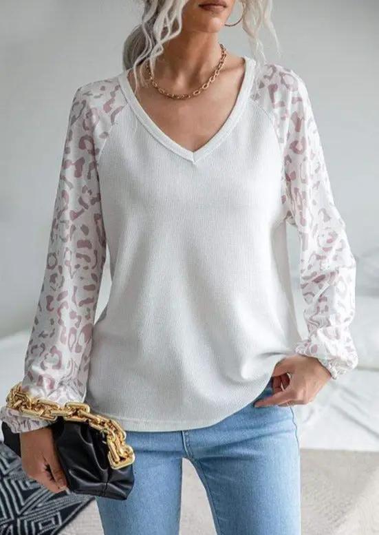 Leopard Print Sleeve Sweater Anna-Kaci Wholesale