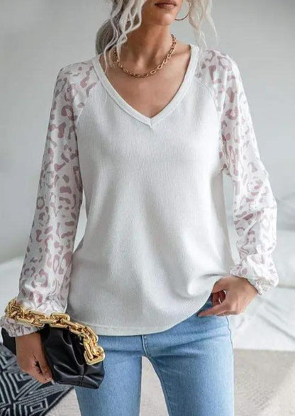 Leopard Print Sleeve Sweater Anna-Kaci Wholesale