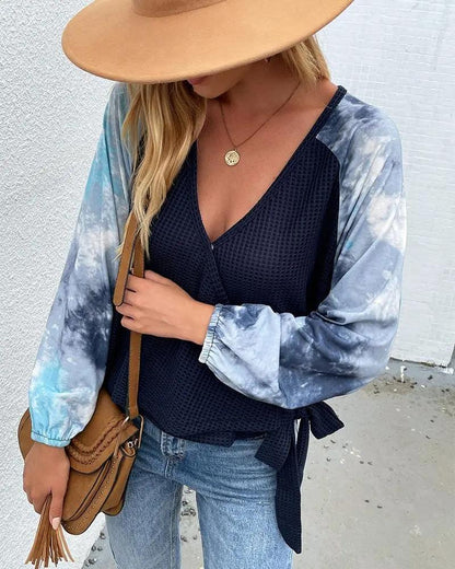 Two Tone Surplice Knit Sweater Anna-Kaci Wholesale