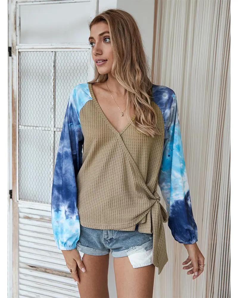 Two Tone Surplice Knit Sweater Anna-Kaci Wholesale